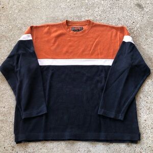 Vintage Abercrombie & Fitch Orange and Black Colorblock Sweater Size XXL 2XL